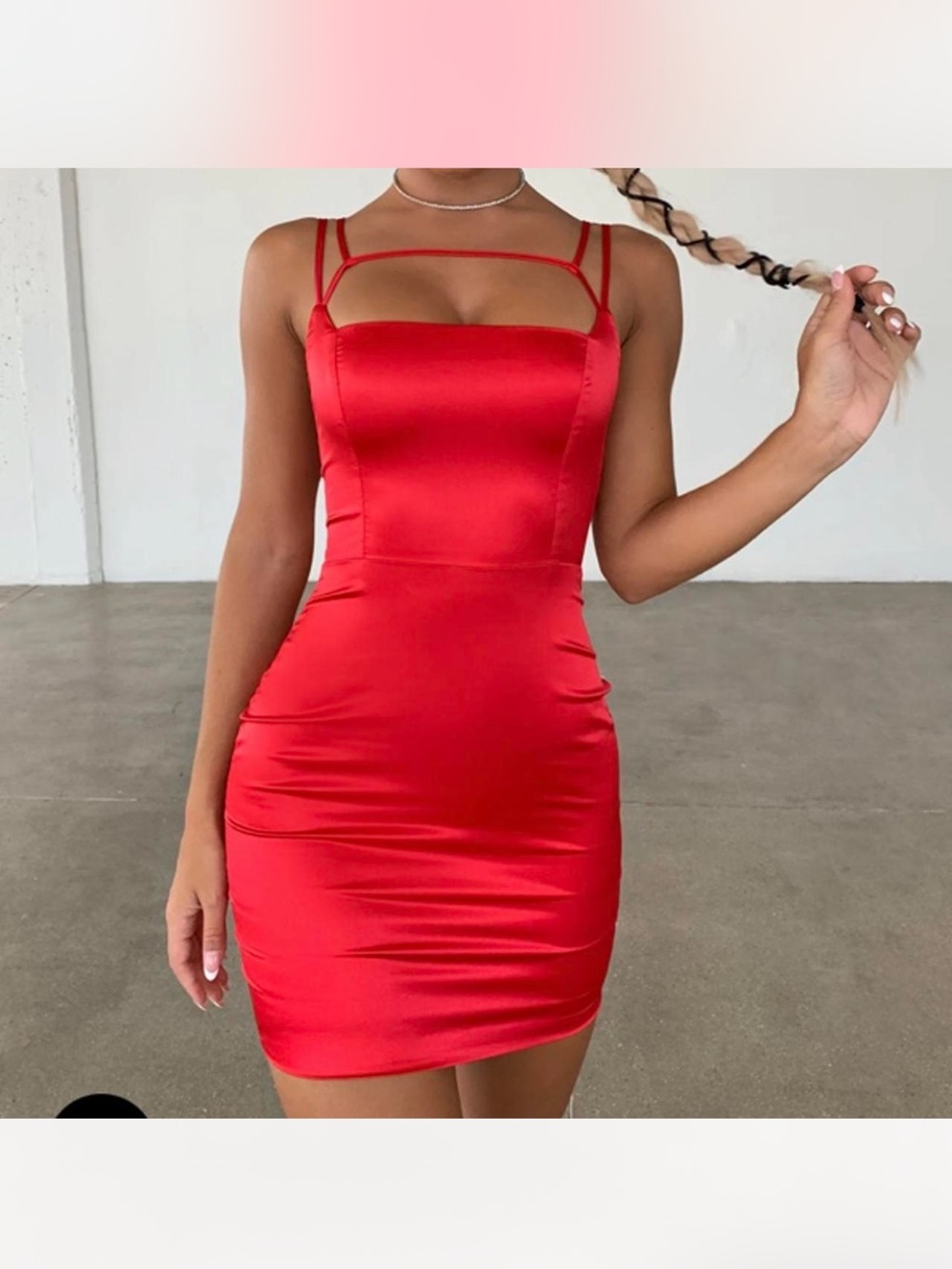 Oh Polly Red Satin Bodycon Dress